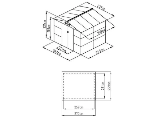 Abrigo De Jardim Metal Aco Galvanizado Efeito Madeira Cinza 7,17 M - Adelmo