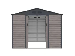 Abrigo De Jardim Metal Aco Galvanizado Efeito Madeira Cinza 7,17 M - Adelmo