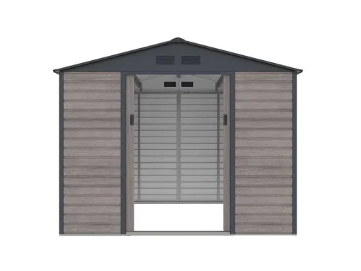 Abrigo De Jardim Metal Aco Galvanizado Efeito Madeira Cinza 7,17 M - Adelmo