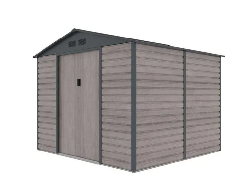 Abrigo De Jardim Metal Aco Galvanizado Efeito Madeira Cinza 7,17 M - Adelmo
