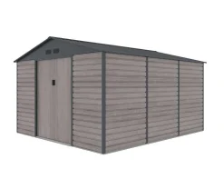 Abrigo De Jardim Metal Aco Galvanizado Efeito Madeira Cinza 13,12 M Adelmo