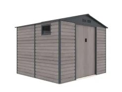 Abrigo De Jardim Metal Aco Galvanizado Efeito Madeira Cinza 7,17 M - Adelmo