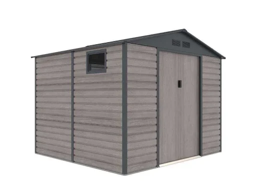 Abrigo De Jardim Metal Aco Galvanizado Efeito Madeira Cinza 7,17 M - Adelmo