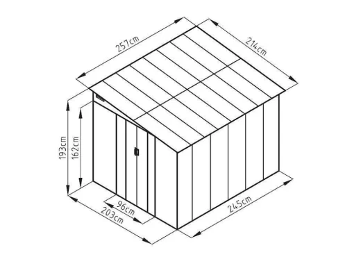 Abrigo De Jardim Metal De Encostar A Parede Em Aco Galvanizado Antracite 5,49 M - Daustin