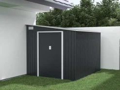 Abrigo De Jardim Metal De Encostar A Parede Em Aco Galvanizado Antracite 5,49 M - Daustin