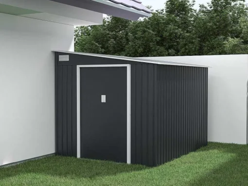 Abrigo De Jardim Metal De Encostar A Parede Em Aco Galvanizado Antracite 5,49 M - Daustin