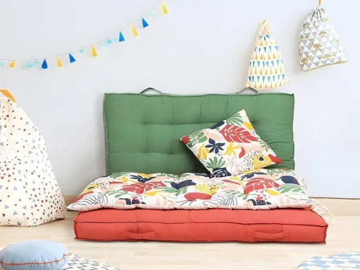 Almofada De Palete Em Algodao 80 X 120 X 12 Cm Cor Verde - Baila
