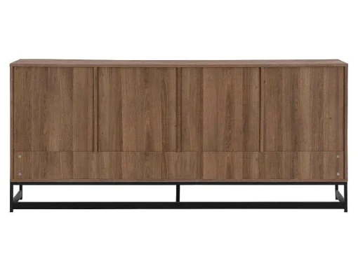 Aparador 3 Portas E 3 Gavetas Em Mdf Cor Natural E Preto - Caratana