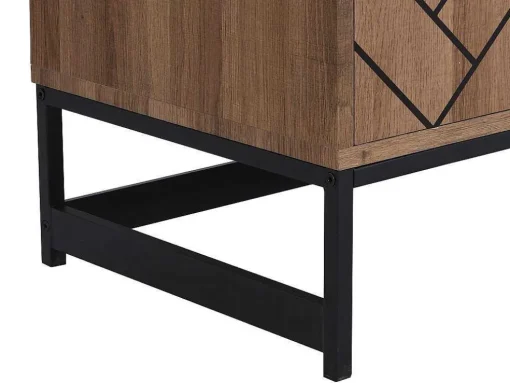 Aparador 3 Portas E 3 Gavetas Em Mdf Cor Natural E Preto - Caratana