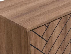 Aparador 3 Portas E 3 Gavetas Em Mdf Cor Natural E Preto - Caratana