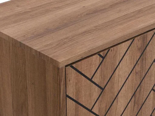 Aparador 3 Portas E 3 Gavetas Em Mdf Cor Natural E Preto - Caratana