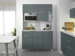 Aparador De Cozinha, 6 Portas, 1 Gaveta E 1 Nicho Cinza Brilhante - Trattoria