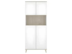 Aparador De Cozinha Com 4 Portas E 1 Nicho Cor Branco E Carvalho - Wajdi