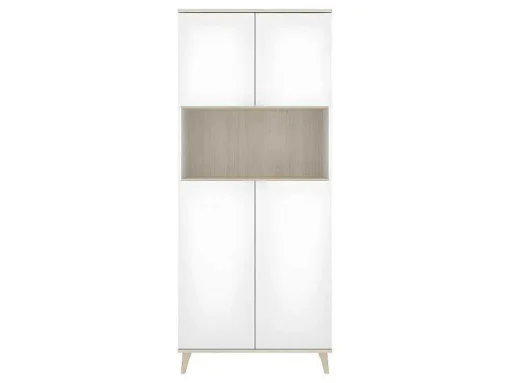 Aparador De Cozinha Com 4 Portas E 1 Nicho Cor Branco E Carvalho - Wajdi