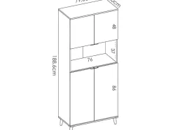 Aparador De Cozinha Com 4 Portas E 1 Nicho Cor Branco E Carvalho - Wajdi