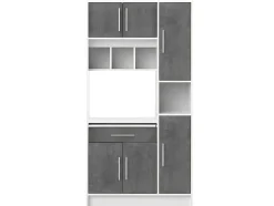 Aparador De Cozinha Mady - 5 Portas & 1 Gaveta - Cores: Branco E Betao