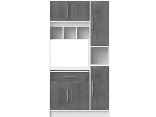 Aparador De Cozinha Mady - 5 Portas & 1 Gaveta - Cores: Branco E Betao