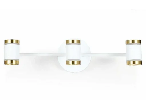 Aplique De Casa De Banho Com Leds Aluminio, 3 Focos, L45 Cm Branco E Dourado - Ashford