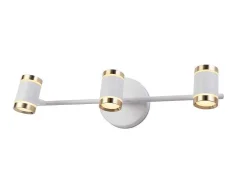 Aplique De Casa De Banho Com Leds Aluminio, 3 Focos, L45 Cm Branco E Dourado - Ashford
