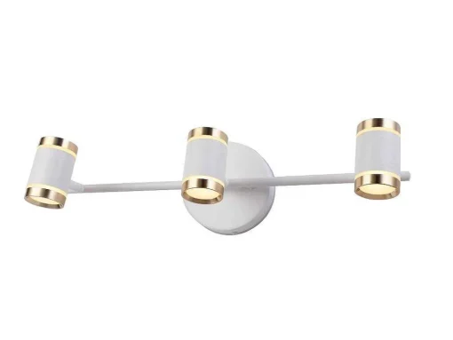 Aplique De Casa De Banho Com Leds Aluminio, 3 Focos, L45 Cm Branco E Dourado - Ashford