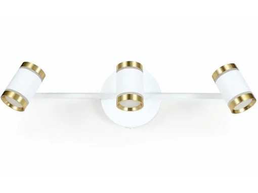 Aplique De Casa De Banho Com Leds Aluminio, 3 Focos, L45 Cm Branco E Dourado - Ashford