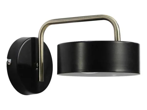 Aplique De Parede Estilo Vintage Em Metal C24 X A14,5 Cm Preto E Dourado - Otilie