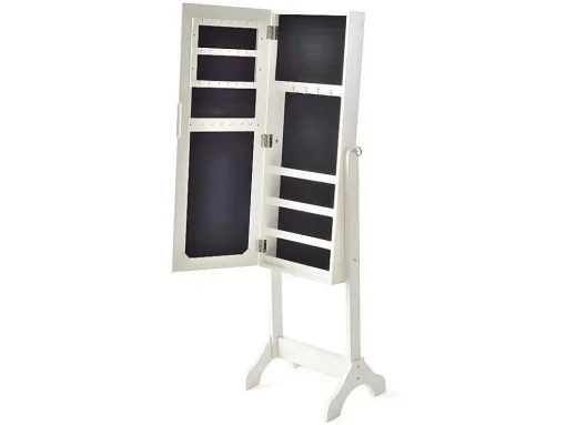 Armário De Joias Espelho Psiche Berenice - Mdf E Madeira De Pinho - 120X39X30 Cm - Branco