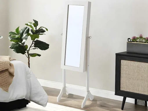 Armário De Joias Espelho Psiche Berenice - Mdf E Madeira De Pinho - 120X39X30 Cm - Branco