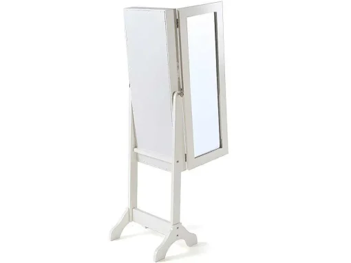 Armário De Joias Espelho Psiche Berenice - Mdf E Madeira De Pinho - 120X39X30 Cm - Branco