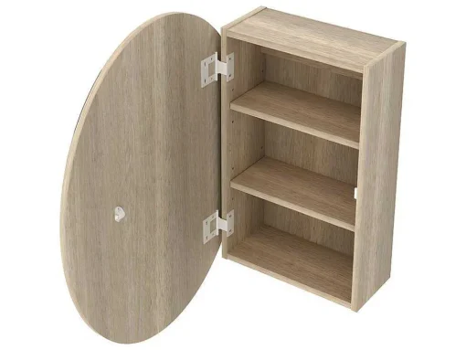 Armário De Parede Oval Para Casa De Banho Com Espelho Cor Carvalho - Ruri