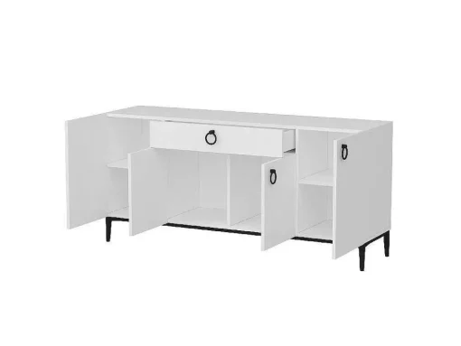 Armário Multiusos Gloria, Branco, Preto, 160X42X75 Cm, Epikasa