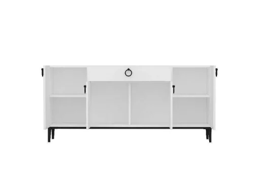 Armário Multiusos Gloria, Branco, Preto, 160X42X75 Cm, Epikasa
