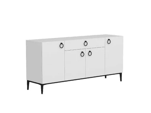 Armário Multiusos Gloria, Branco, Preto, 160X42X75 Cm, Epikasa
