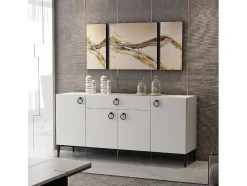 Armário Multiusos Gloria, Branco, Preto, 160X42X75 Cm, Epikasa