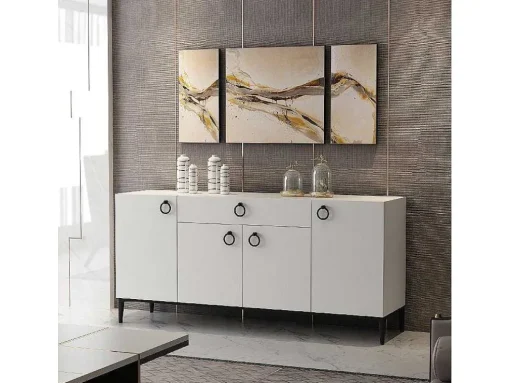Armário Multiusos Gloria, Branco, Preto, 160X42X75 Cm, Epikasa