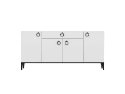 Armário Multiusos Gloria, Branco, Preto, 160X42X75 Cm, Epikasa