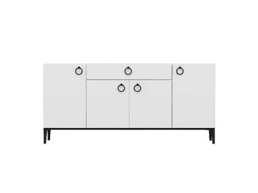 Armário Multiusos Gloria, Branco, Preto, 160X42X75 Cm, Epikasa
