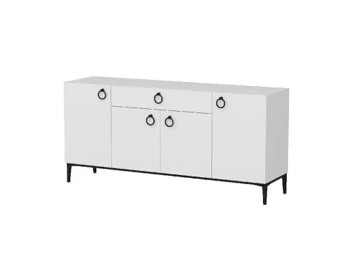 Armário Multiusos Gloria, Branco, Preto, 160X42X75 Cm, Epikasa