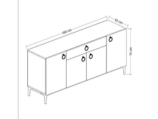 Armário Multiusos Gloria, Branco, Preto, 160X42X75 Cm, Epikasa
