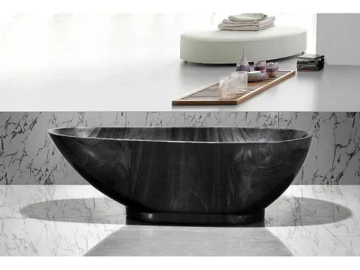 Banheira Autonoma Marbela - 190 L - 180*85*58Cm - Efeito Marmore - Preta