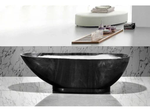 Banheira Autonoma Marbela - 190 L - 180*85*58Cm - Efeito Marmore - Preta