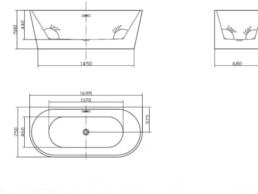 Banheira Clássica De 245 L Dimensoes 170X75X58 Cm Cor Branca - Divina