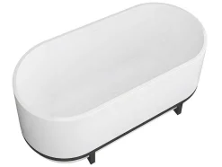 Banheira Clássica Oval Com Decoração Em Metal De 230 L, Dimensoes 160 X 75 X 60 Cm Cor Branco Em Acrilico - Pleco