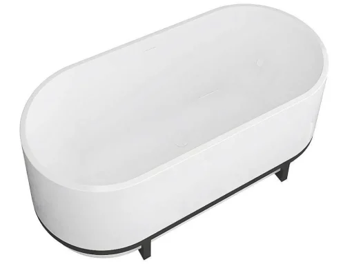 Banheira Clássica Oval Com Decoração Em Metal De 230 L, Dimensoes 160 X 75 X 60 Cm Cor Branco Em Acrilico - Pleco