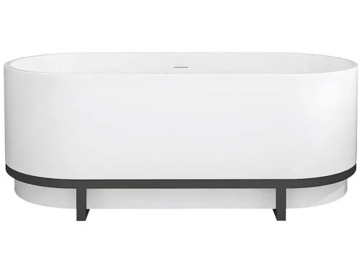 Banheira Clássica Oval Com Decoração Em Metal De 230 L, Dimensoes 160 X 75 X 60 Cm Cor Branco Em Acrilico - Pleco