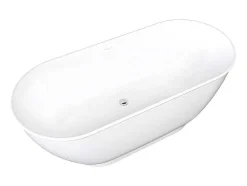 Banheira Clássica Oval De 240 L Dimensoes 170 X 75 X 60 Cm Cor Branco Em Acrilico - Mobula