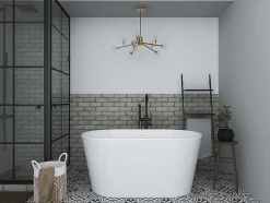 Banheira Clássica Oval De 180 L Dimensoes 130 X 71 X 58 Cm Cor Branco Em Acrilico - Apogon
