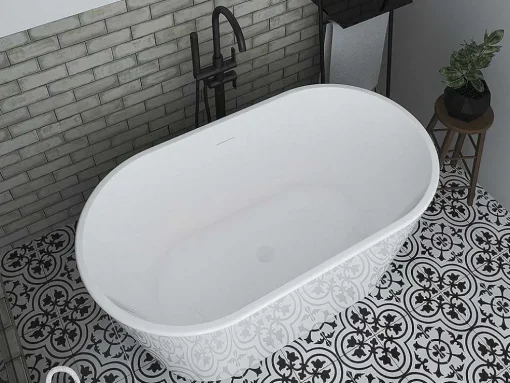 Banheira Clássica Oval De 180 L Dimensoes 130 X 71 X 58 Cm Cor Branco Em Acrilico - Apogon