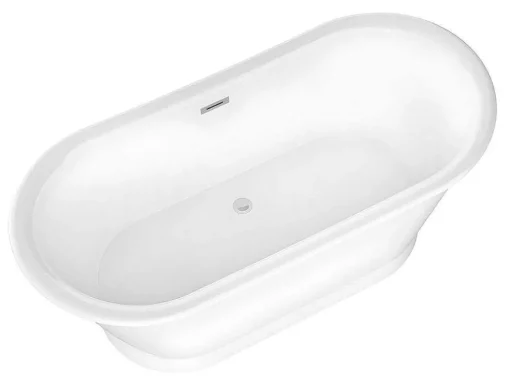 Banheira Clássica Oval Estilo Retro De 180 L, Dimensoes 150 X 74 X 63 Cm Cor Branco Em Acrilico - Pelmato