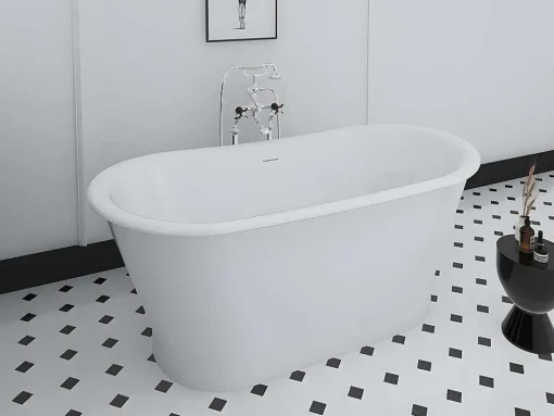 Banheira Clássica Oval Estilo Retro De 180 L, Dimensoes 150 X 74 X 63 Cm Cor Branco Em Acrilico - Pelmato